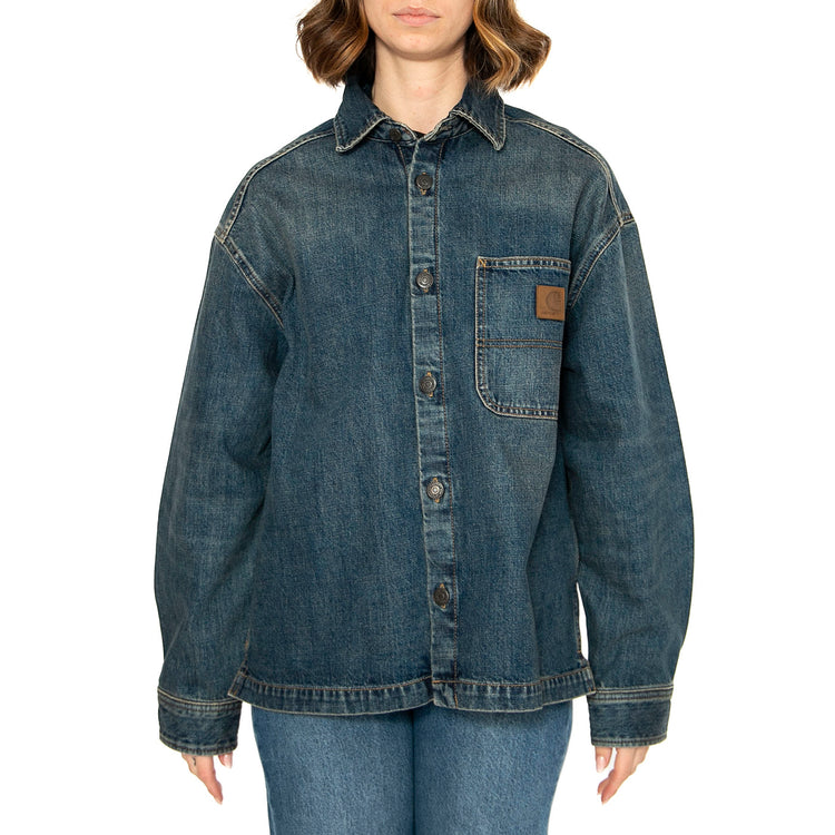 W' Lovilia Shirt Jac Blue - Camicia / Giacca Donna Denim Jeans Blu I034461.014Q . CARHARTT WIP 