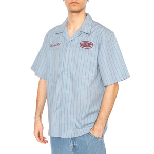 S/S Hendry Shirt Seaton Stripe, Frosted Blue / Mulberry - Camicia Maniche Corte Uomo Blu I034534.2SUXX . CARHARTT WIP 
