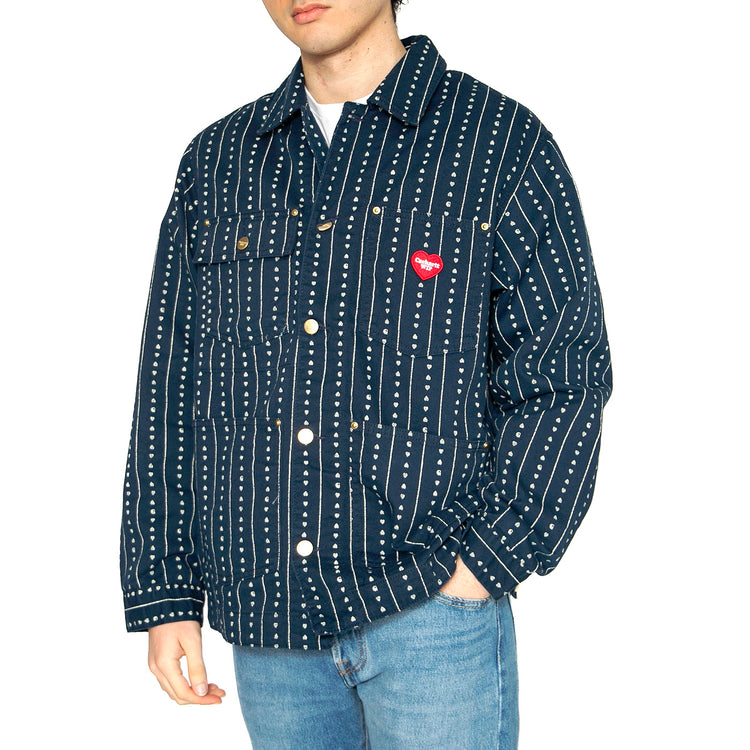 Drewe Chore Coat Heart C Pinstripe, Ink / Natural - Giacca Uomo Blu I034823.2RU02 . CARHARTT WIP 