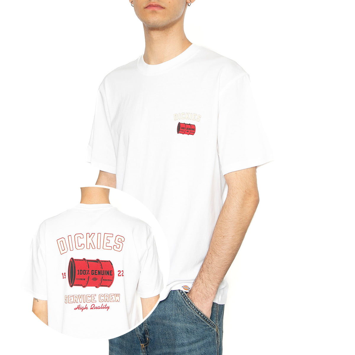 Service Crew SS Tee White - Maglietta Girocollo Uomo Bianca DK0A4Z8T0WH1 . DICKIES 