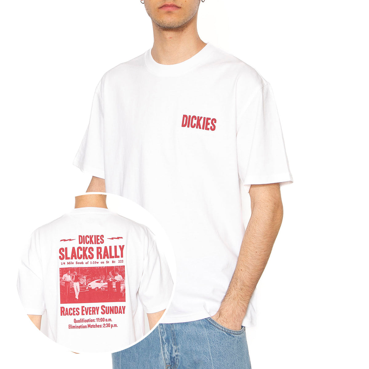Slacks Rally SS Tee White - Maglietta Girocollo Uomo Bianca DK0A4Z8U0WH1 . DICKIES 