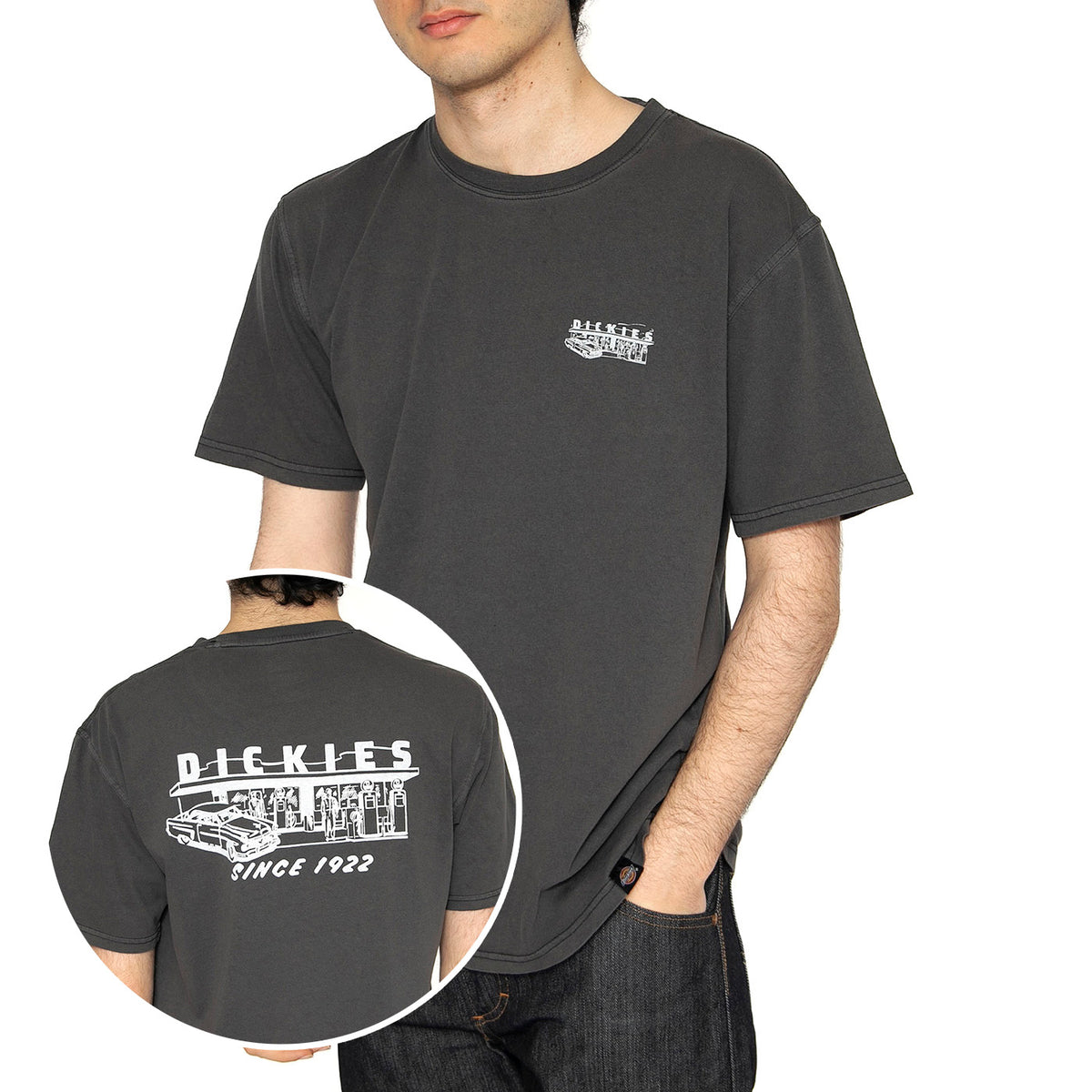 SS Station SS Tee Black - Maglietta Girocollo Uomo Nera DK0A4Z8XBLK1 . DICKIES 