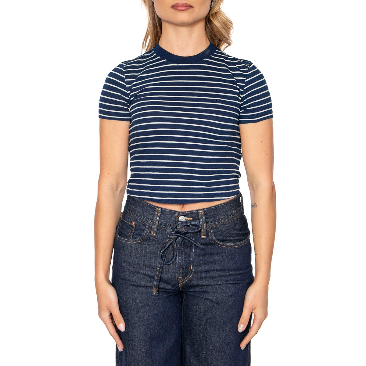 Cropped Tee Ombre Indigo Stripe - Maglietta Girocollo Donna Blu 112363477 . LEE 