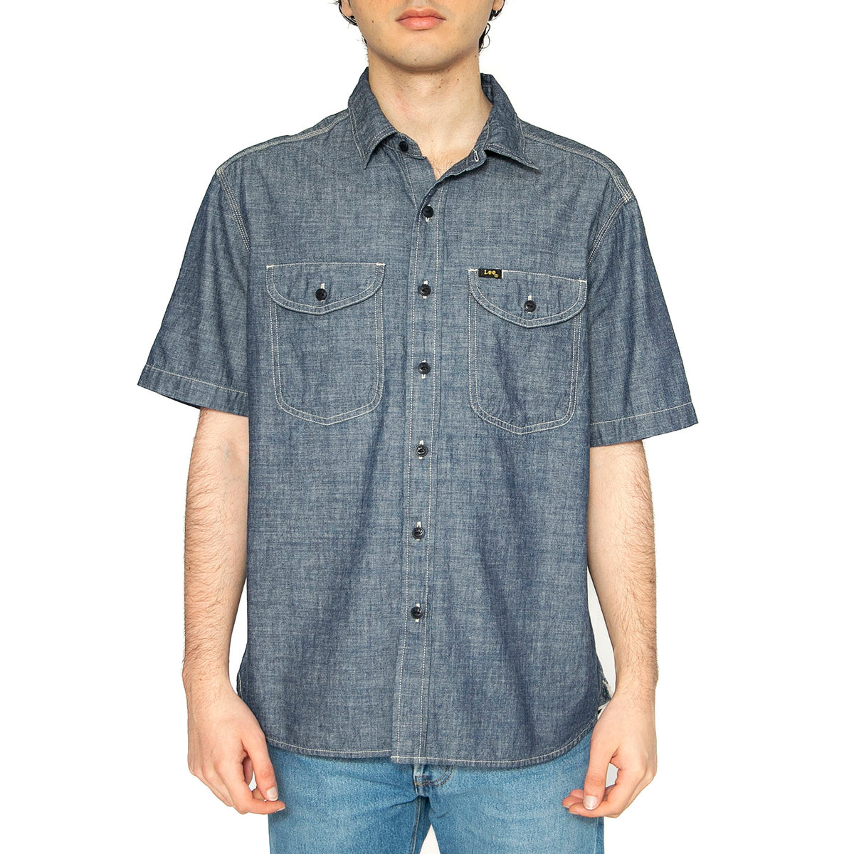 101 SS Worker Shirt Rinse Chambray - Camicia Maniche Corte Uomo Blu 112364203 . LEE 
