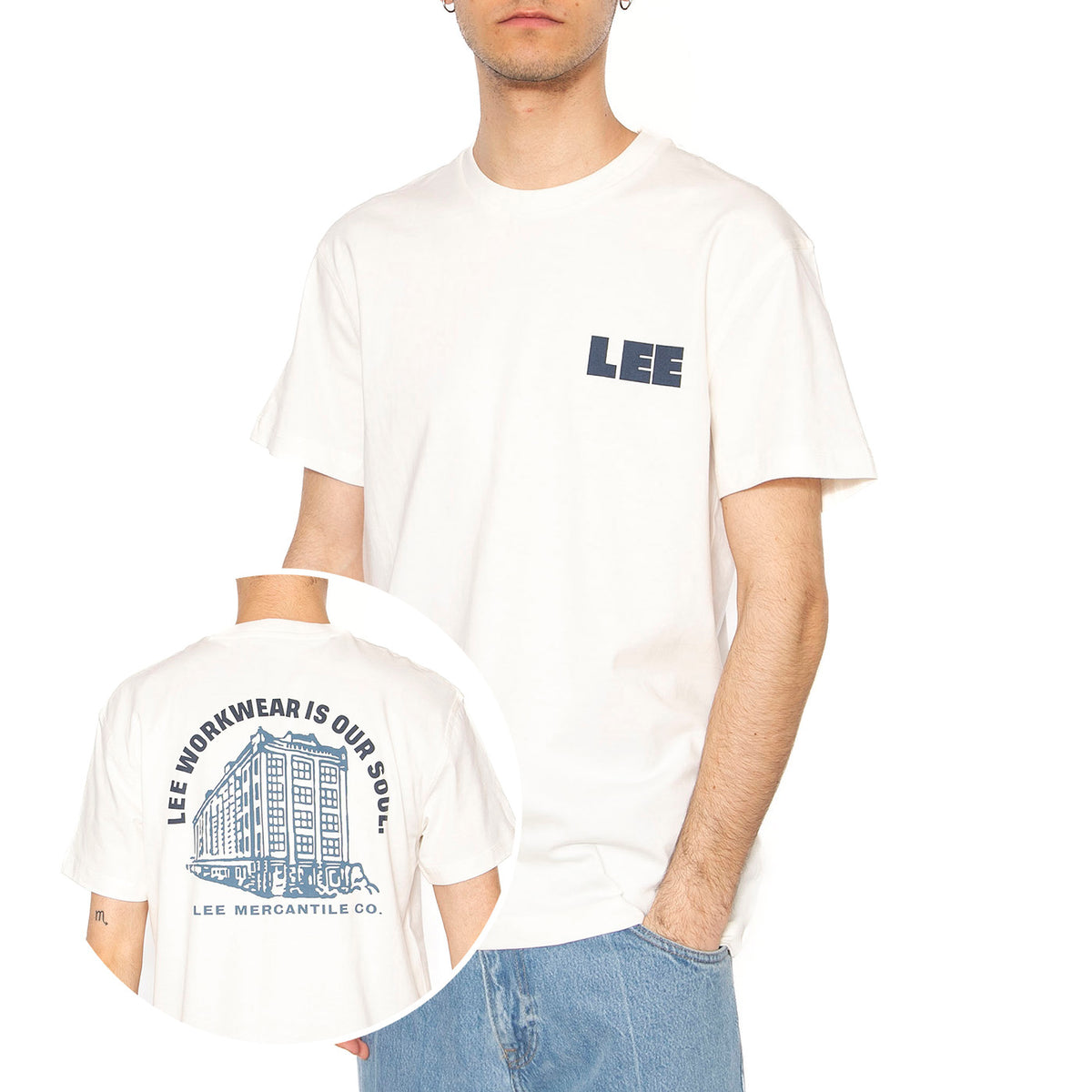 WW Graphic Tee Ecru - Maglietta Girocollo Uomo Bianca 112364590 . LEE 