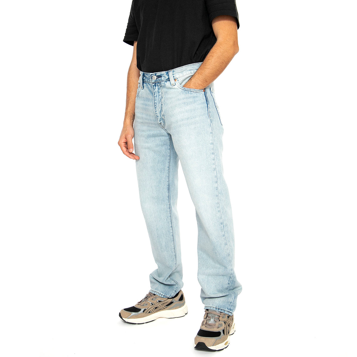 555 Relaxed Straight Baby Blu Essential - Pantaloni Denim Jeans Uomo Blu 000LO-0005 . LEVIS 