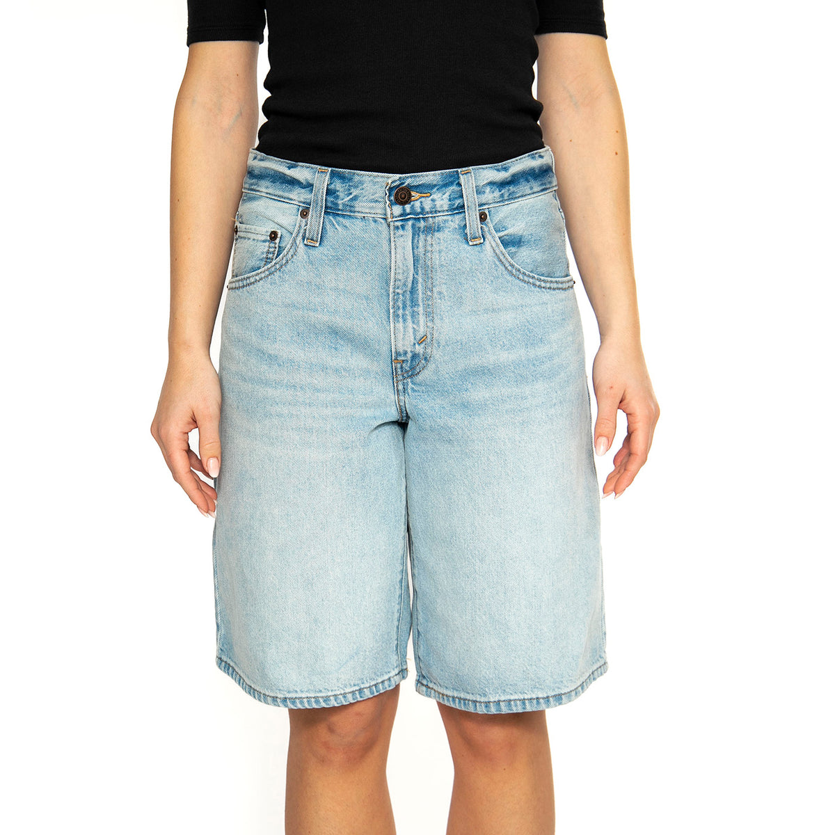 Baggy Dad Jort Light Indigo Worn In - Bermuda Denim Jeans Donna Blu 000MJ-0000 . LEVIS 
