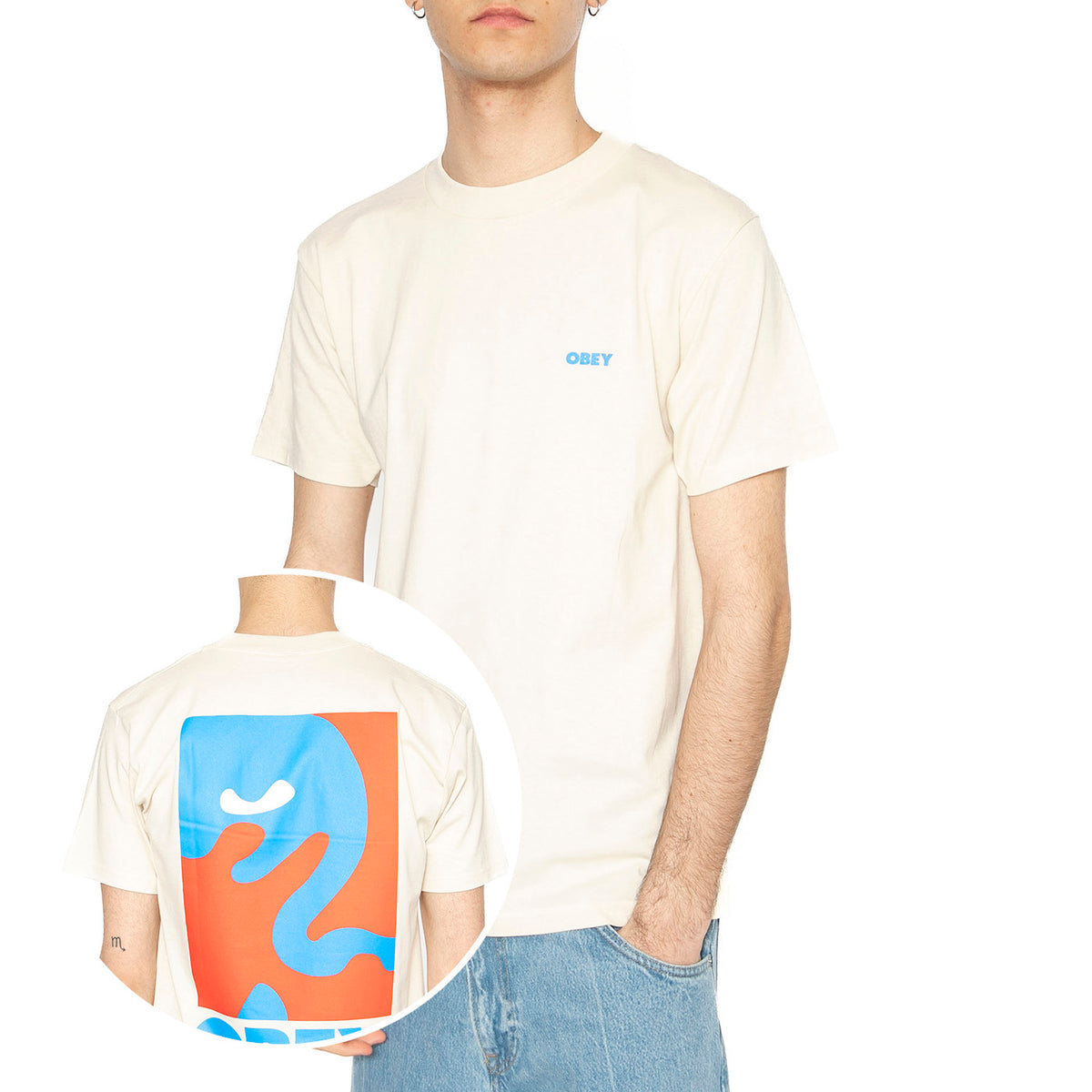 Obey Cropped Icon Tee Cream - Maglietta Girocollo Uomo Beige 165264064-CRM . OBEY 