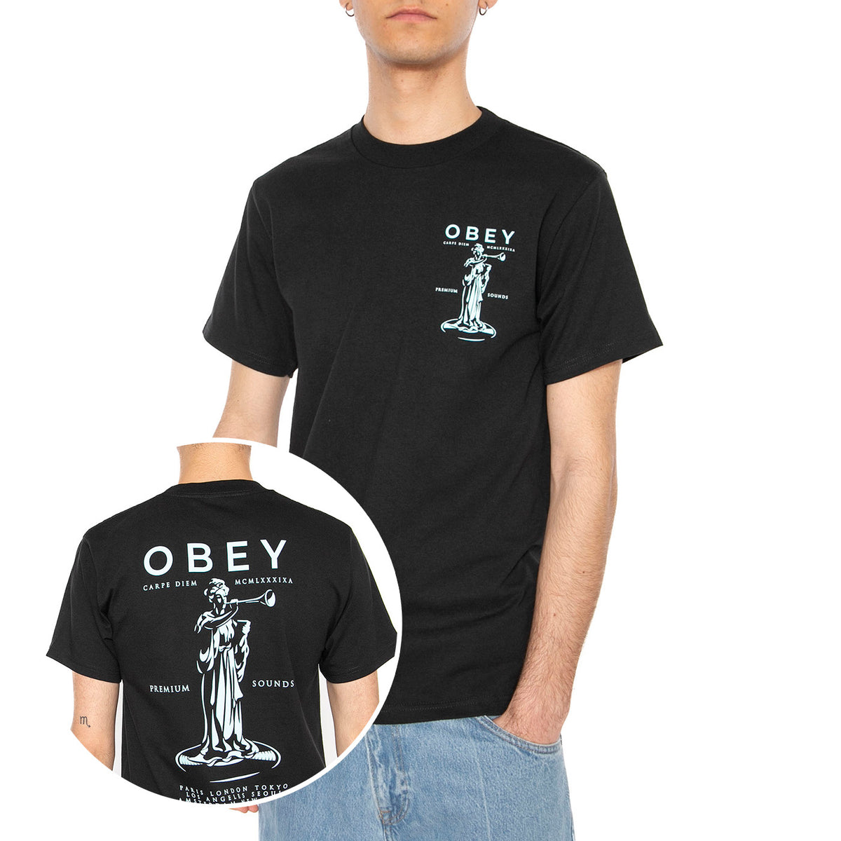 Obey Premium Sound Tee Black - Maglietta Girocollo Uomo Nera 165264094-BLK . OBEY 