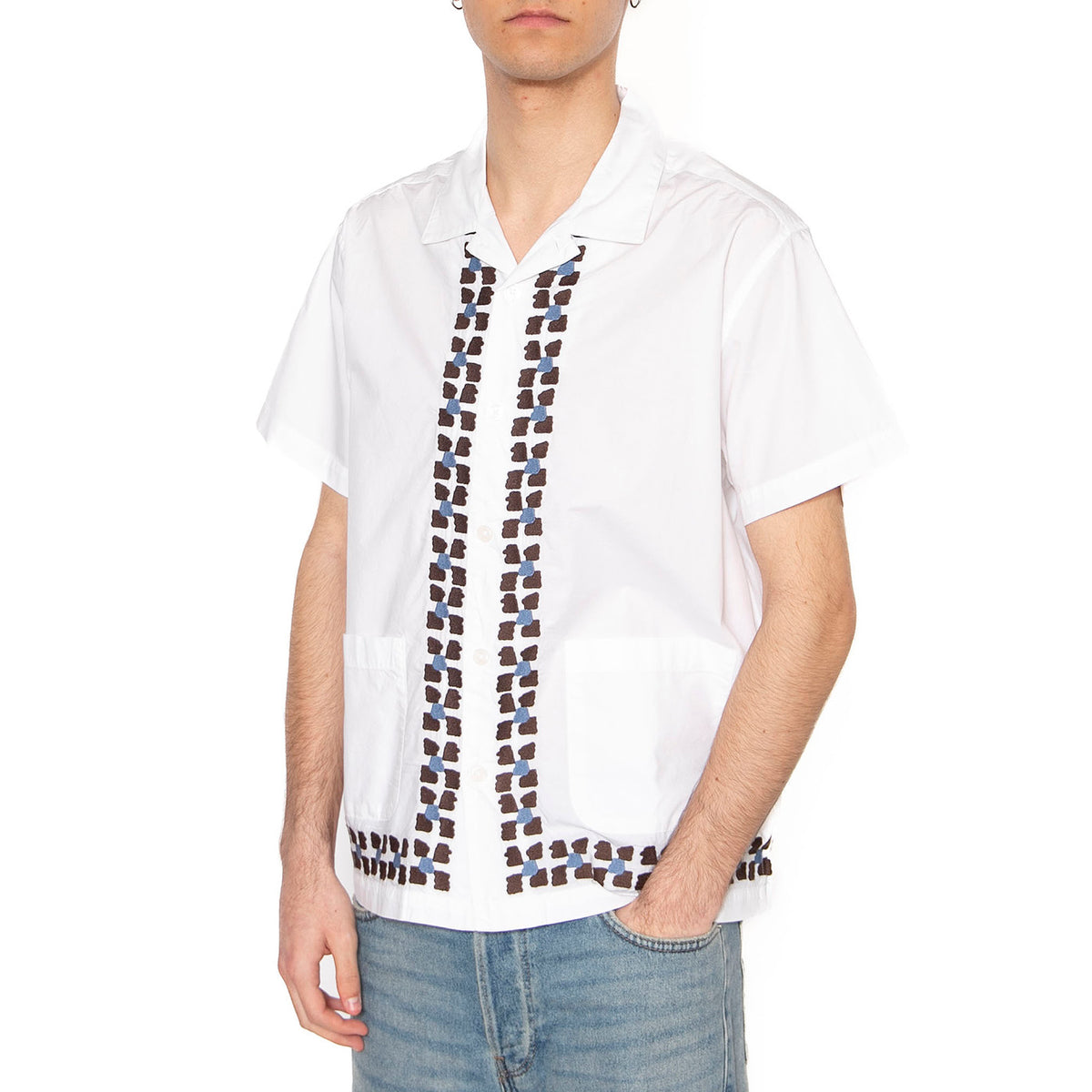 Ruben Woven SS White Multi - Camicia Maniche Corte Uomo Bianca 181210440-WTM . OBEY 
