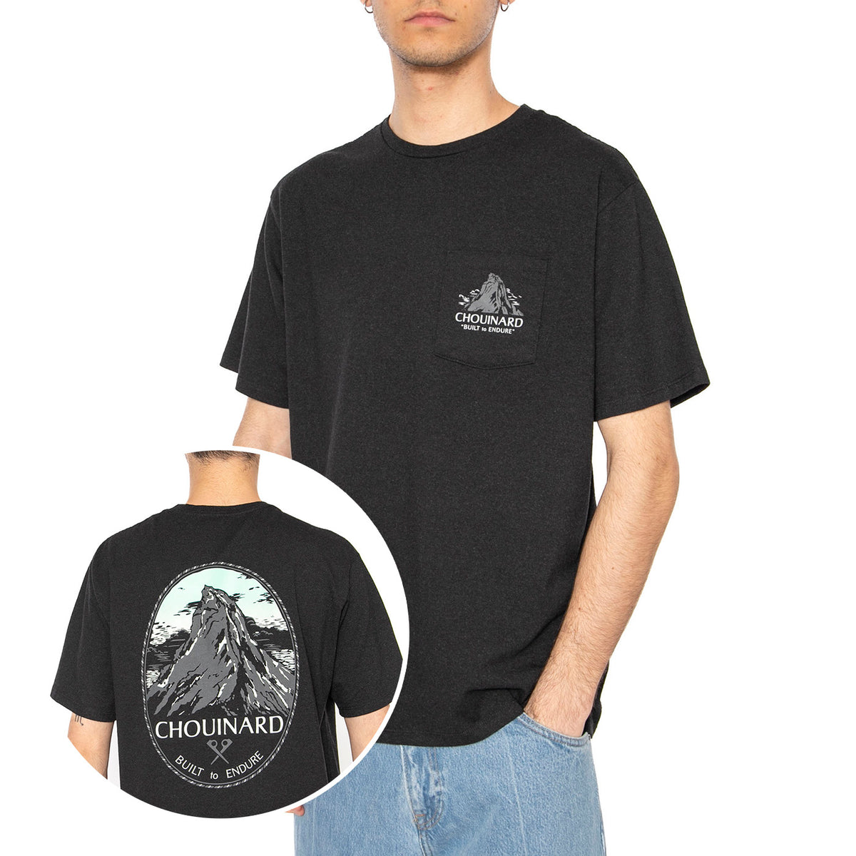 M's Chouinard Crest Pocket Responsibili-Tee INBK - Maglietta Girocollo Uomo Nera 37770-INBK . PATAGONIA 