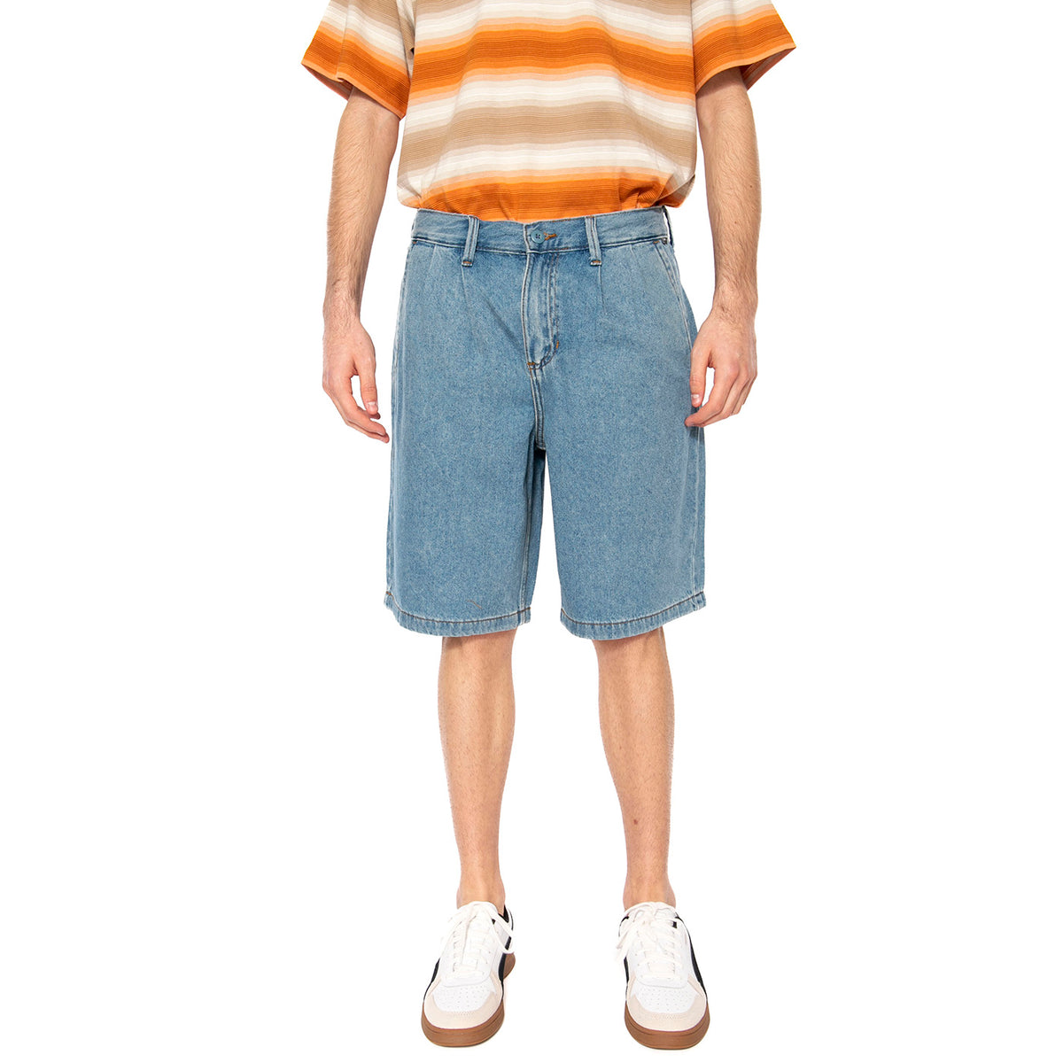 Authentic Chino Loose Pleated Denim Short Stonwash / Blue - Bermuda Uomo Blu VN000M2DCDX1 . VANS 