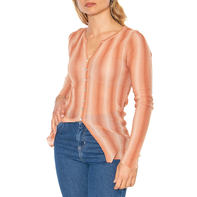 Top punto con botones marrón - Camicia Donna Multicolore 51W/10627 . WILD PONY 