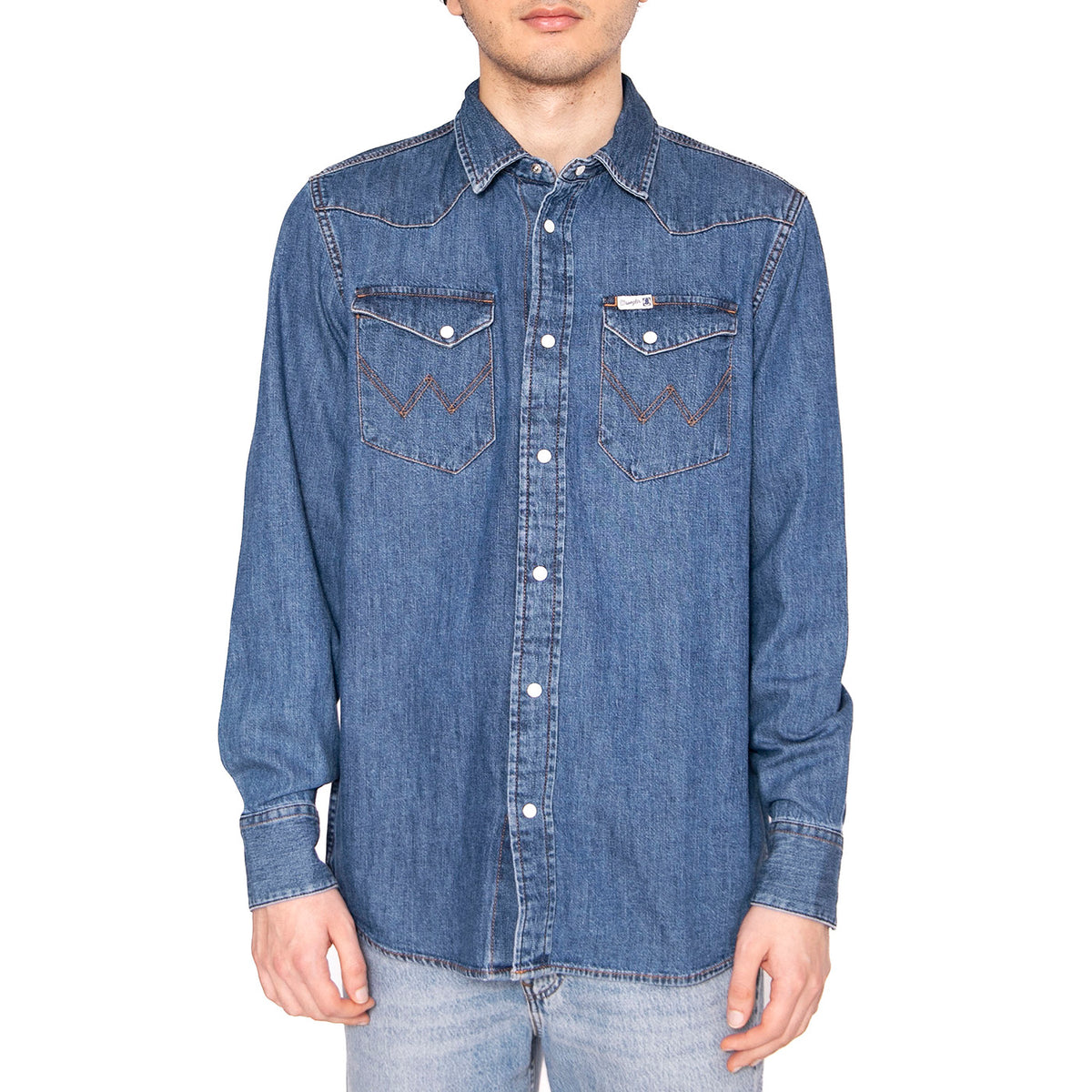 Shirt 2 Years Denim Blue - Camicia Uomo Denim Jeans Blu 112357735 . WRANGLER 