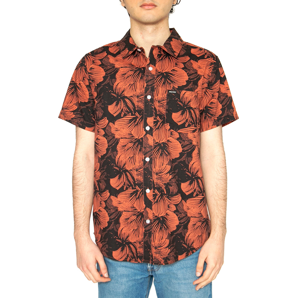 Charter Print S/S WVN - Camicia Maniche Corte Uomo Multicolore 01218-WHBTF . BRIXTON 