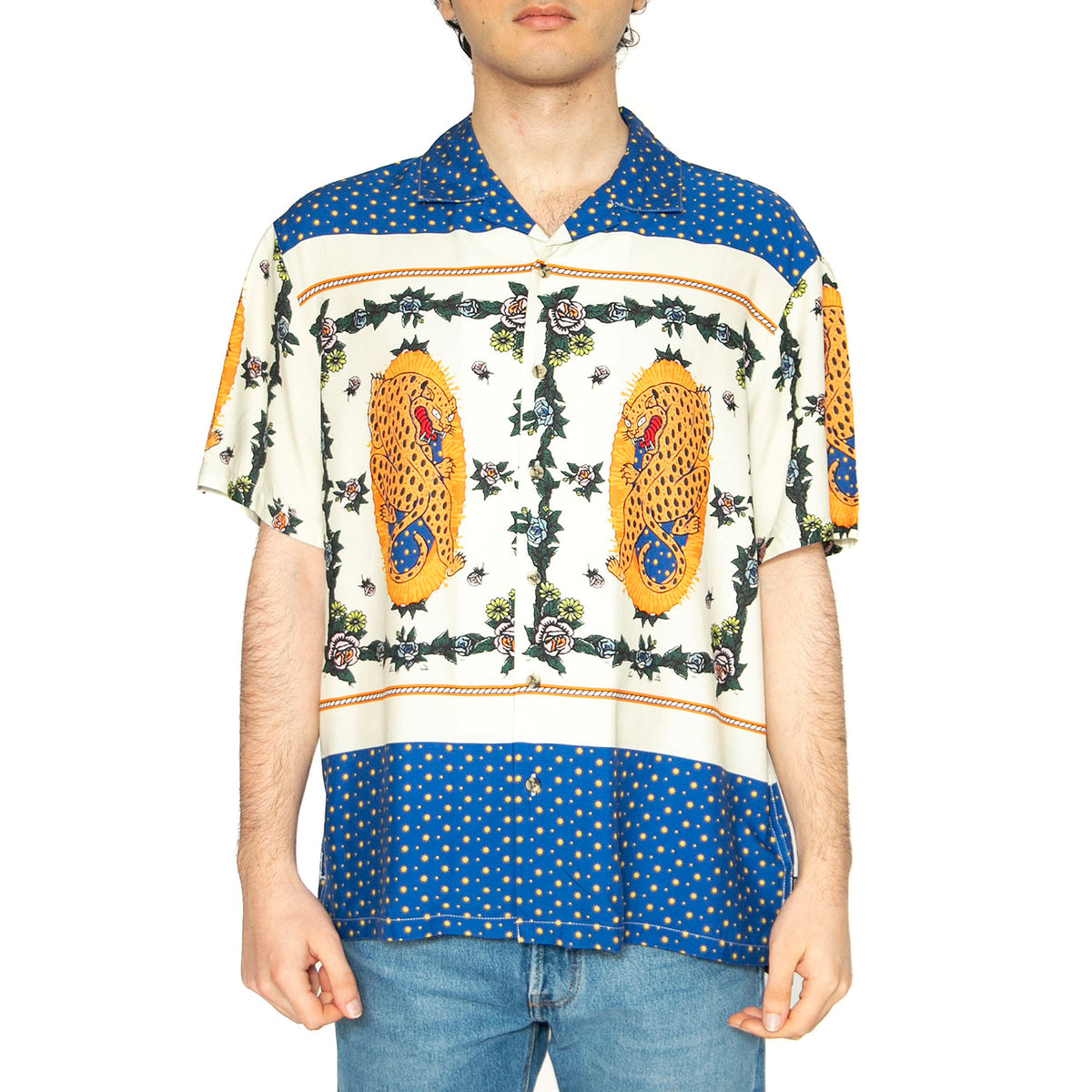 Bunker R Fiesta S/S WVN - Camicia Maniche Corte Uomo Multicolore 01399-MXCJG . BRIXTON 