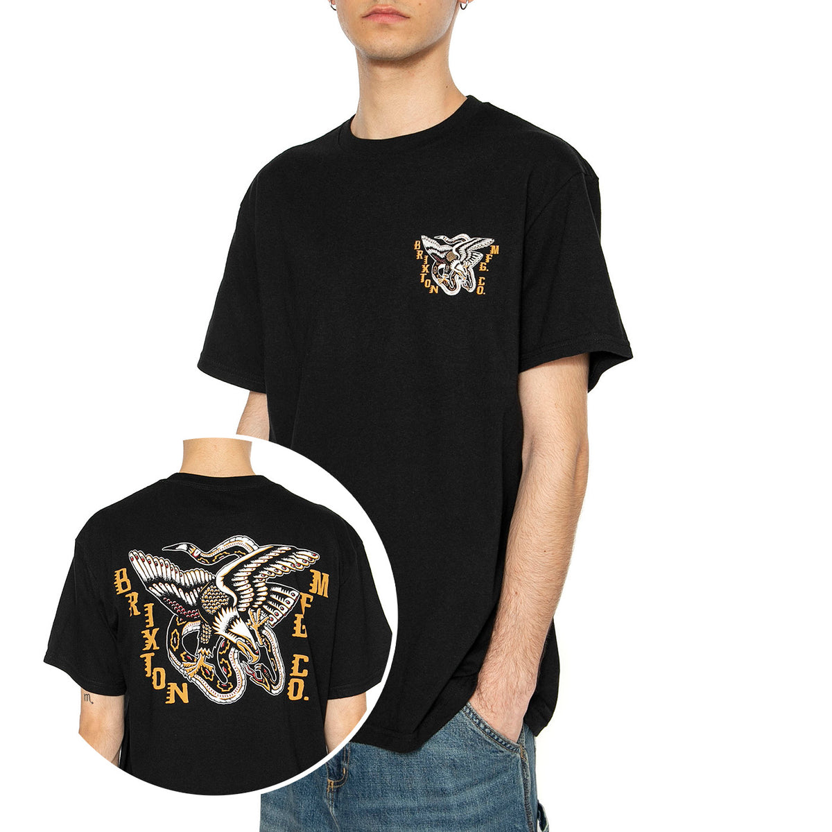 Battle S/S STT - Maglietta Girocollo Uomo Nera 17144-BLACK . BRIXTON 