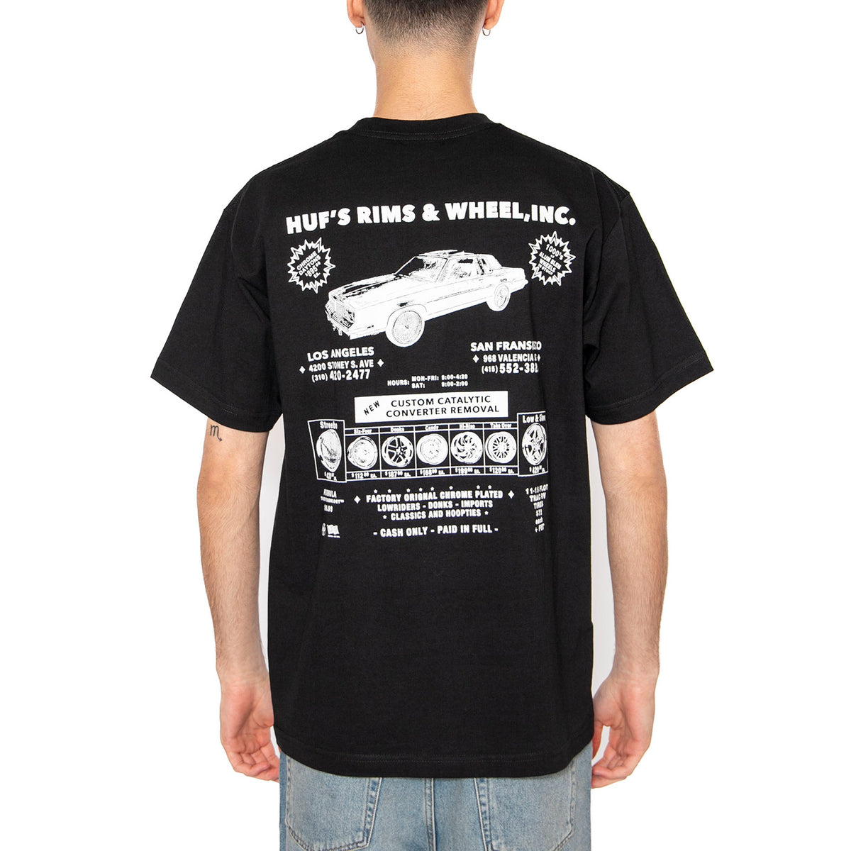 Rim & Wheel Inc S/S Tee - Maglietta Girocollo Uomo Nera TS02304-BLACK . HUF 