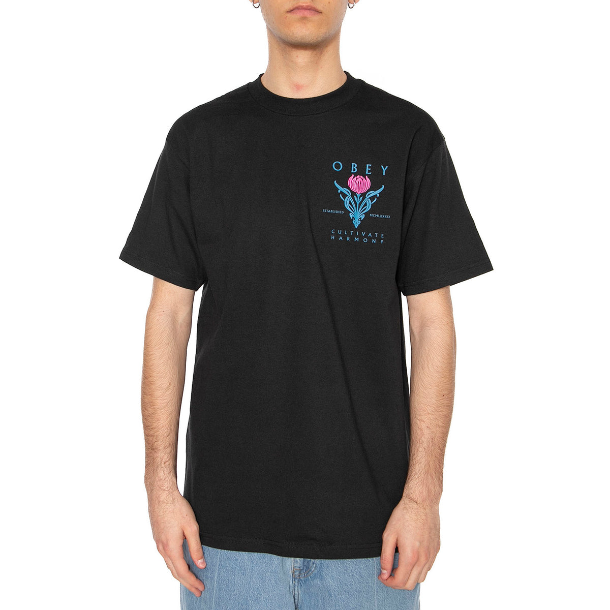 Obey Cultivate Harmony Classic Tee Black - Maglietta Girocollo Uomo Nera 165263796-BLK . OBEY 