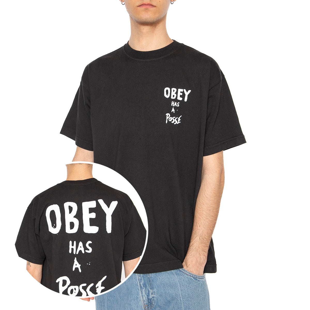 Obey Has A Posse Tee Black - Maglietta Girocollo Uomo Nera 166913915-VBL . OBEY 