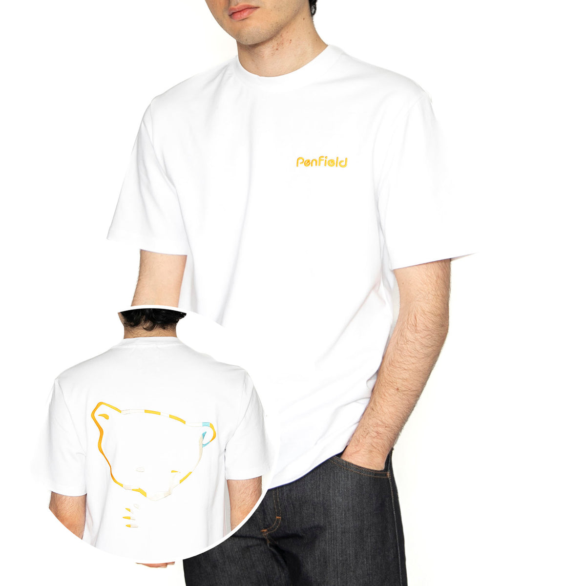 Embroidered Back T-Shirt Bright White - Maglietta Girocollo Uomo Bianca PFD0340-002 . PENFIELD 