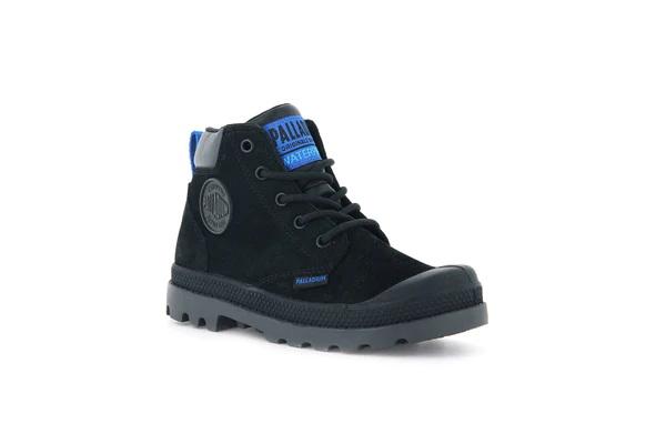 Pampa Hi Cuff Wp Oz Black / Black - Scarpe Stringate Profilo Alto Bambini Nere PAK57216-010-M  PALLADIUM 