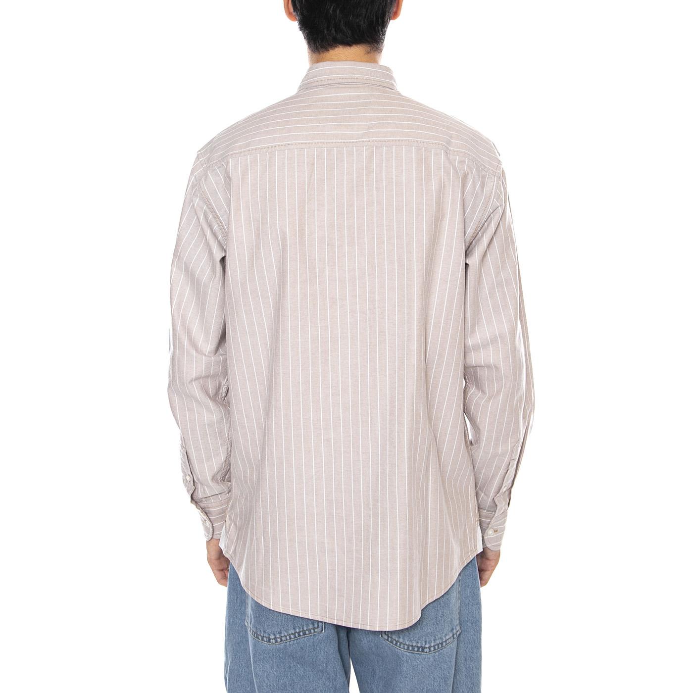 L/S Cassel Shirt Cassel Stripe, Peanut / White - Camicia Uomo Multicolore I035327.35EXX . CARHARTT WIP 