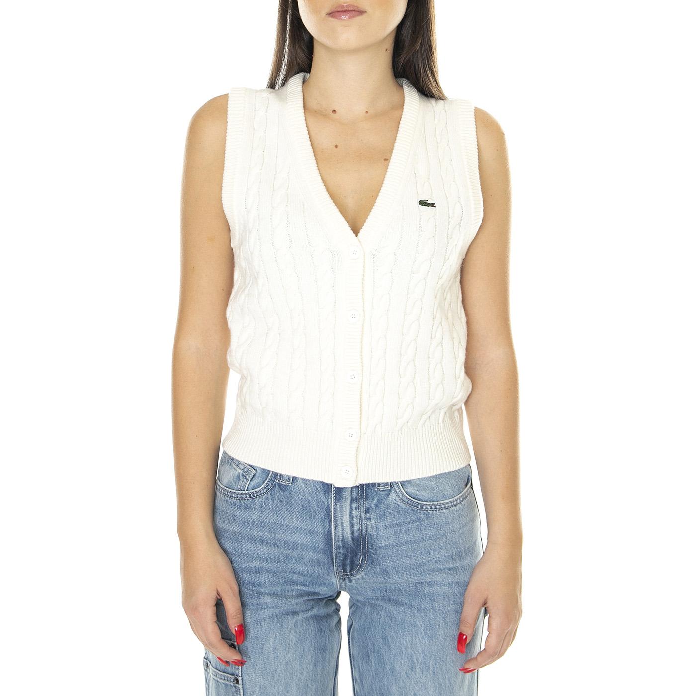 Pullover AF0623-NYV Gilet Donna Bianco AF0623-NYV  LACOSTE 