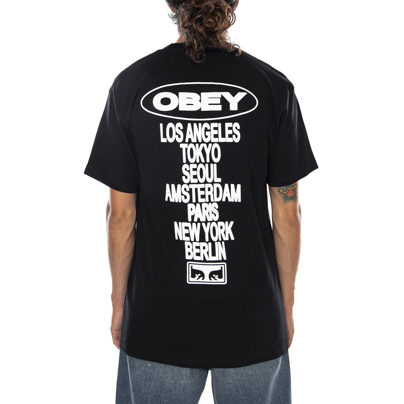 OBEY GLOBAL IMPACT TEE BLACK - Maglietta Girocollo Uomo Nera 165264310 BLK OBEY 