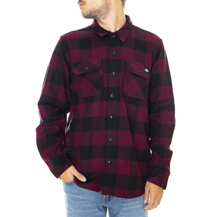 Sacramento Shirt - Maroon / Black - Camicia Uomo Bordeaux / Nera 05 200142-MR . DICKIES 