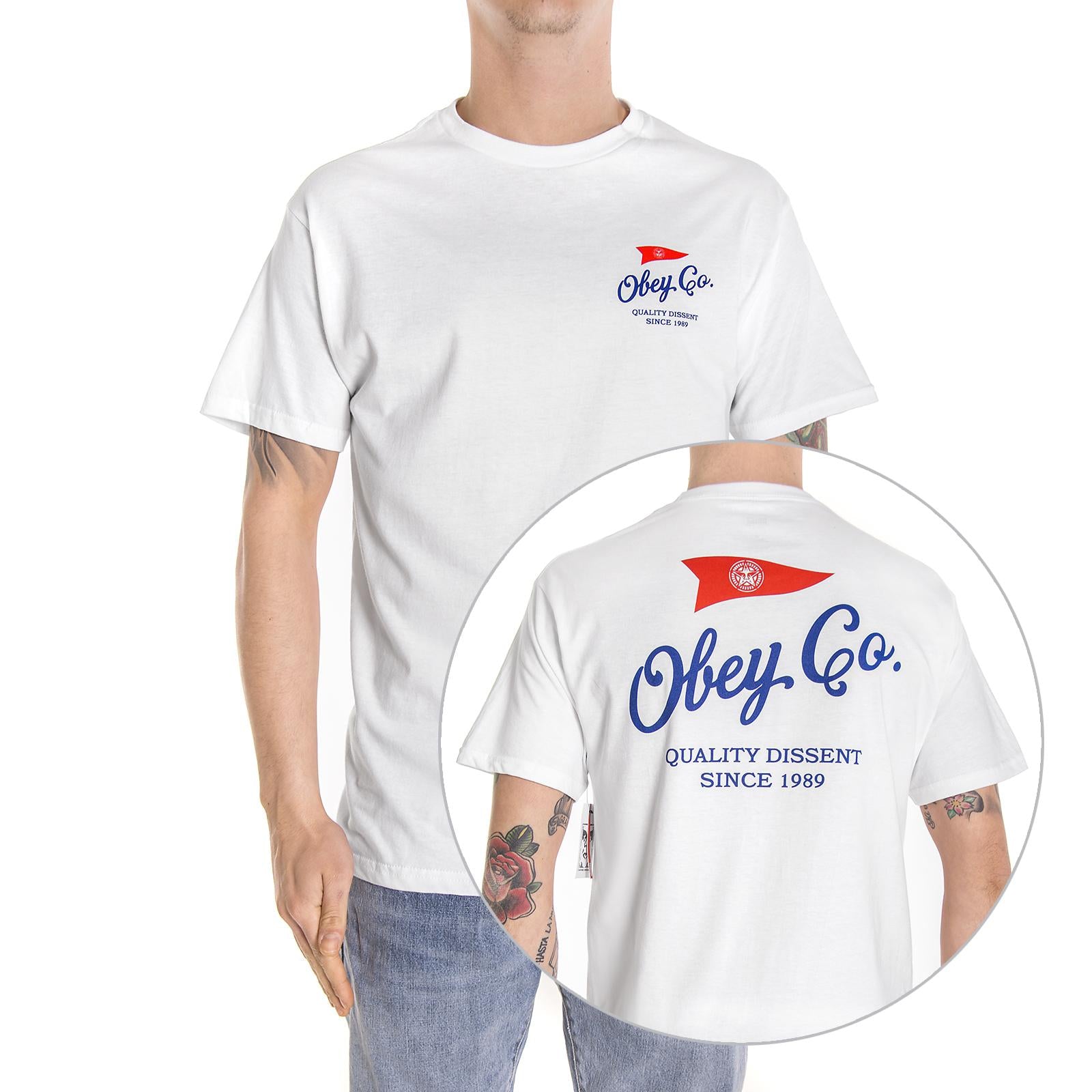 OBEY NAUTICAL FLAG PREMIUM S/S TEE WHITE 165361357-WHT  OBEY 
