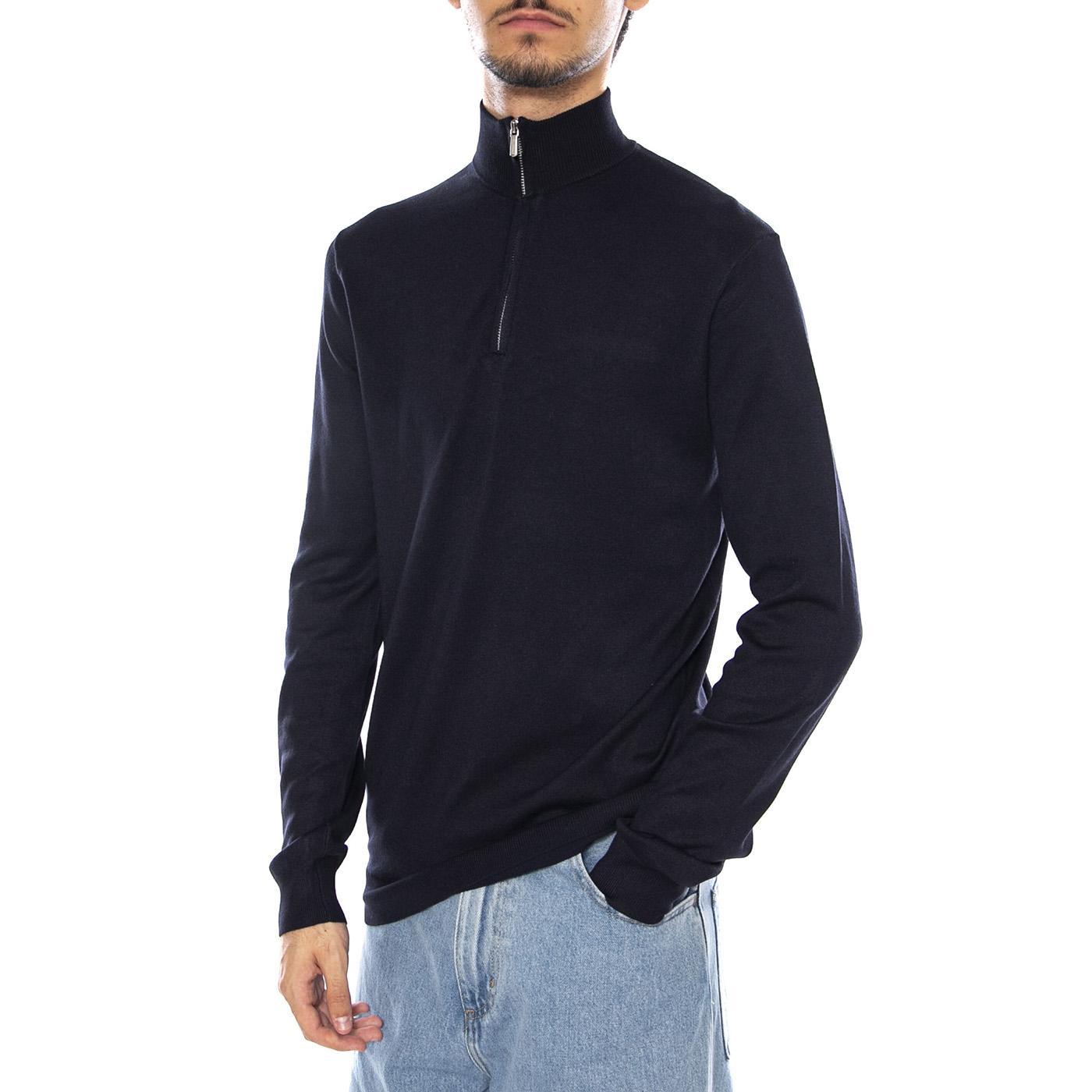 WYLER Life Reg14 Half Zip Knit Noos Dark Navy - Maglione Collo Alto con Zip Uomo Blu Navy 22021264-3766661 . ONLY & SONS 