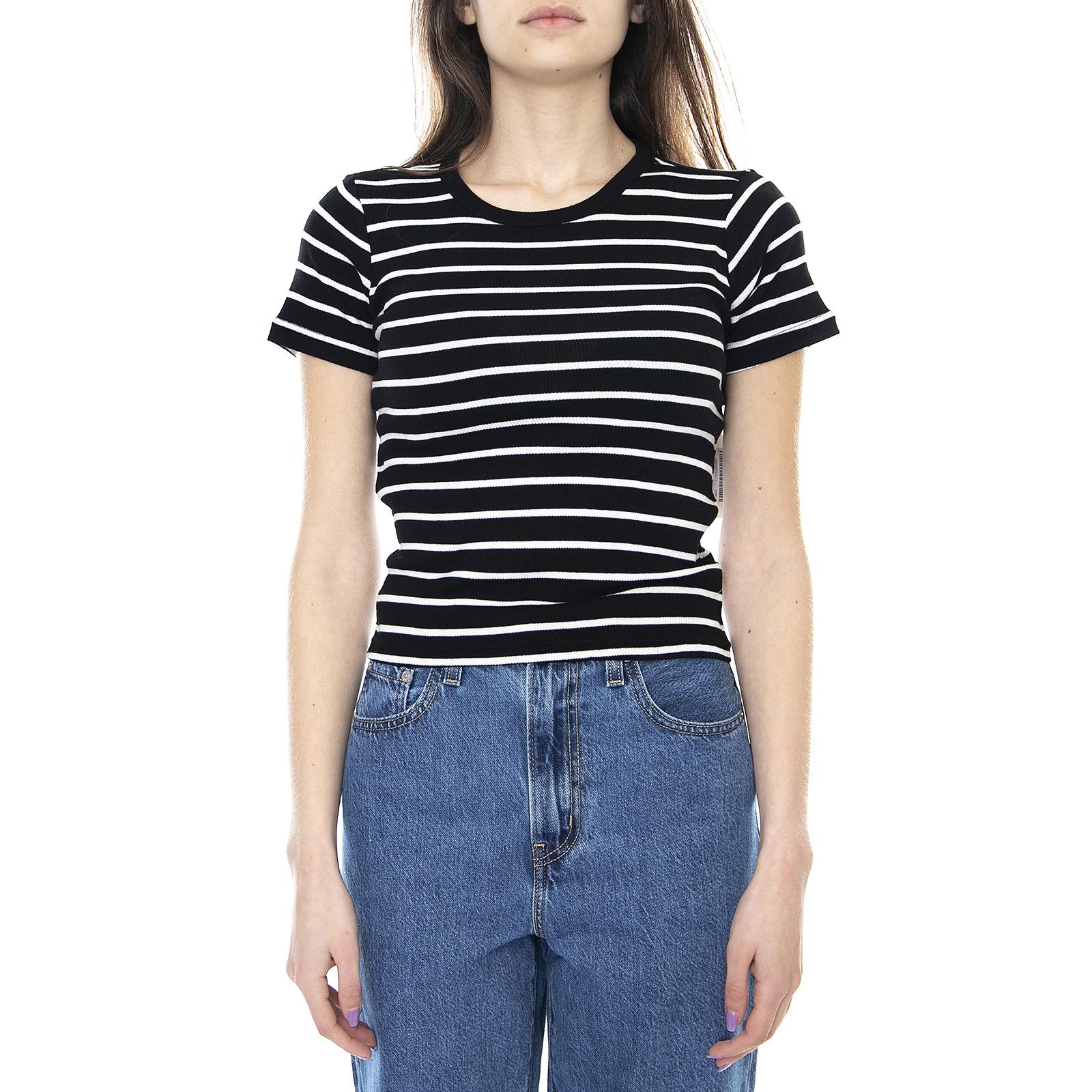 Samantha Baby T-Shirt - White / Black - Maglietta Girocollo Donna Bianca / Nera 02991-BKWHT . BRIXTON 