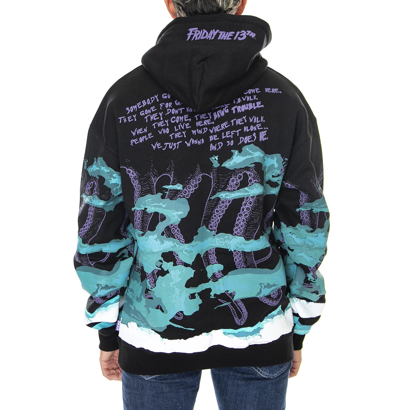 Jason Octopus River Hoodie Black - Felpa con Cappuccio Uomo Nera 22WOSH80-BLACK  OCTOPUS 