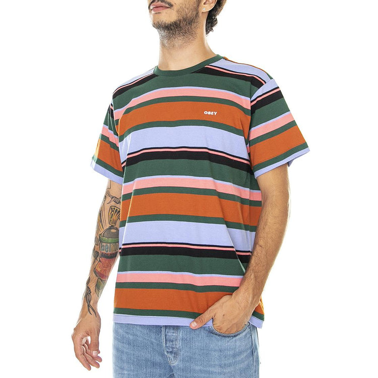 Stroming Stripe Tee SS Dark Cedar Multi - Maglietta Girocollo Uomo Multicolore 131080336-DCD  OBEY 