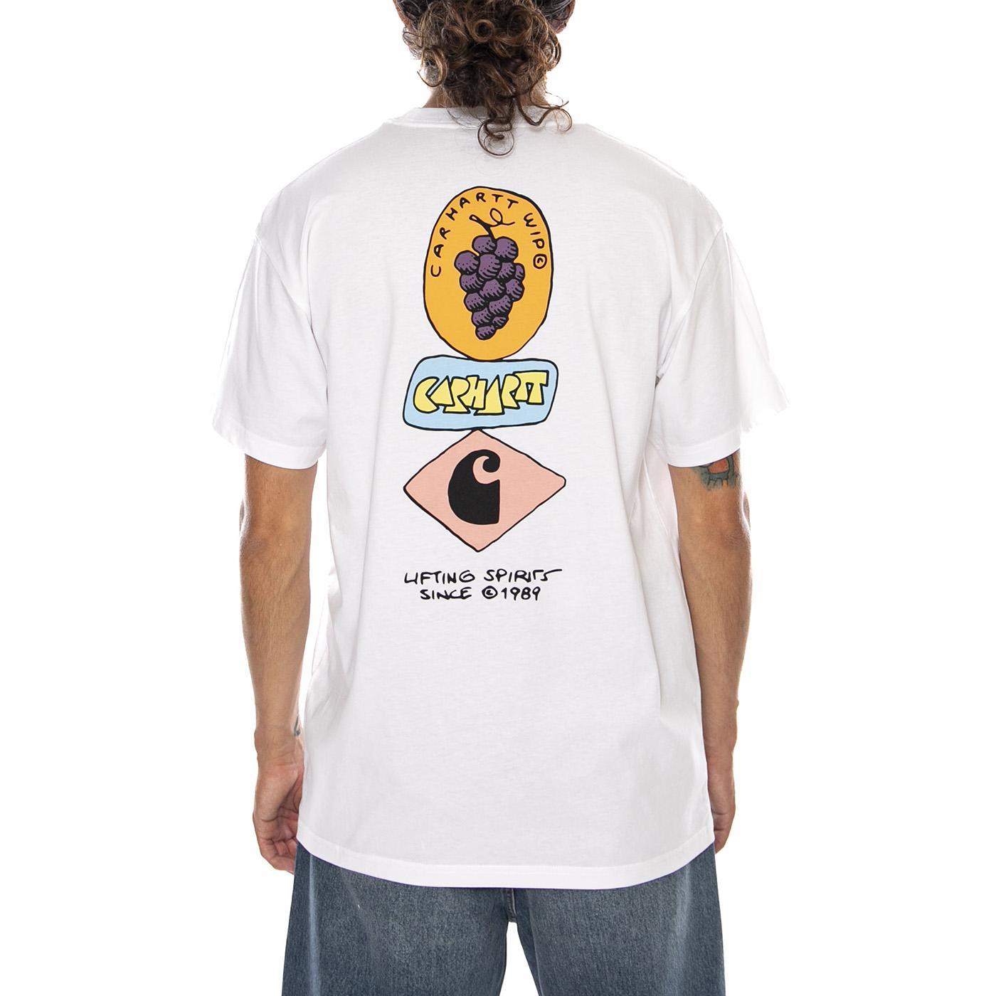 S/S STACKED GRAPES T-SHIRT WHITE - Maglietta Girocollo Uomo Bianca I036902 02XX CARHARTT WIP 