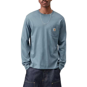 L/S POCKET T-SHIRT VELVET BLUE - Maglietta Girocollo Maniche Lunghe Uomo Blu I030437 3GGXX CARHARTT WIP 