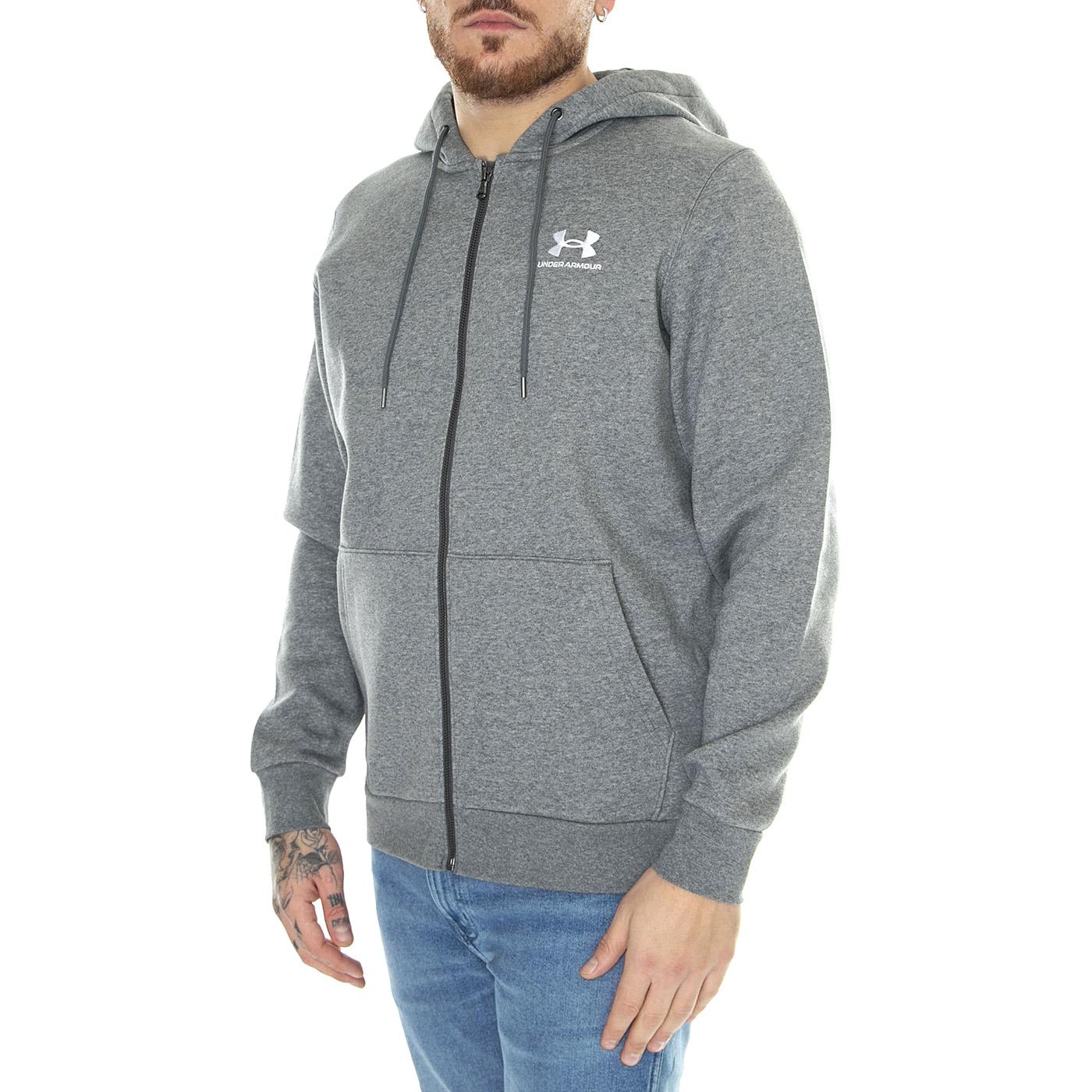 UA Rival Fleece Fz Hoodie Grey Sweat - Felpa con Cappuccio e Zip Uomo Grigia 77-1373881-12  UNDER ARMOUR 