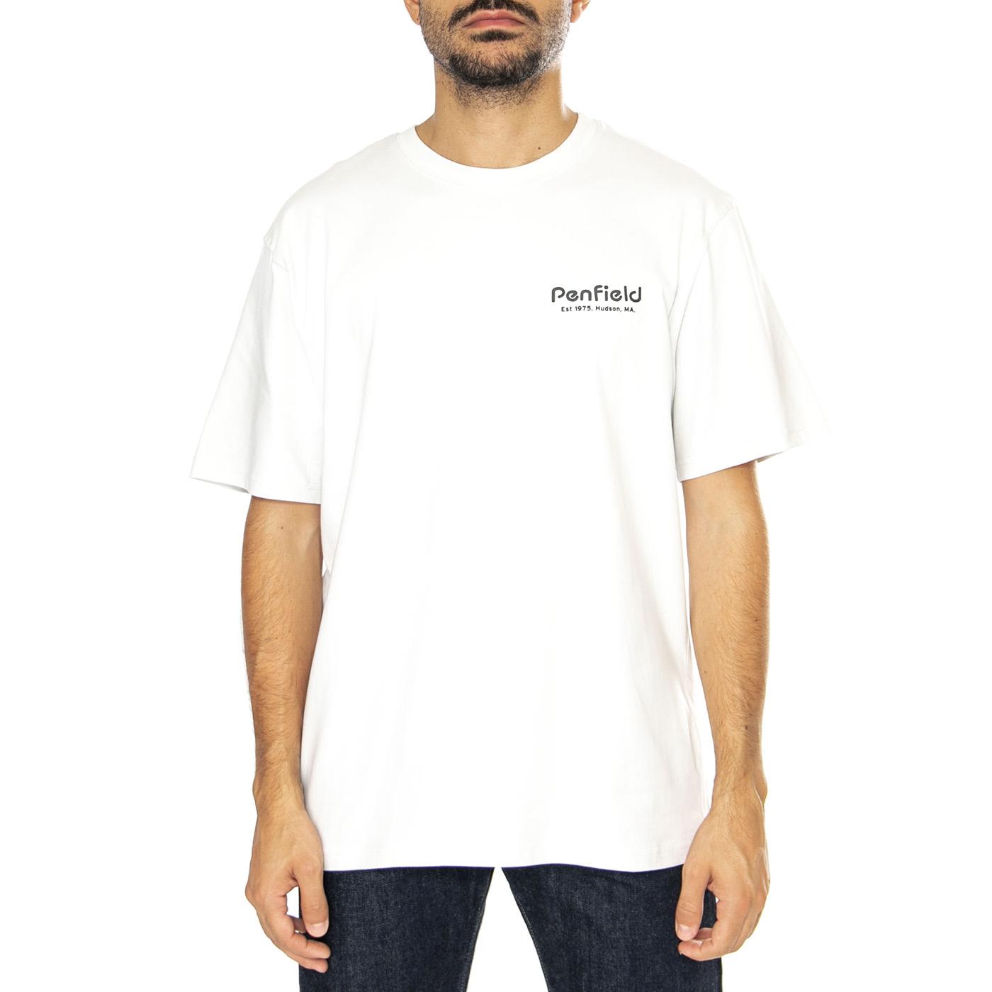 Hudson Script T-Shirt Nimbus Cloud - Maglietta Girocollo Uomo Bianca PFD0349-F57  PENFIELD 