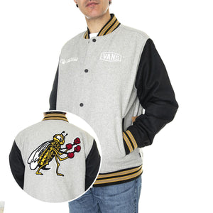 Checkerboard Research Varsity Jacket Chracoal Heather / Black - Giacca Invernale Uomo Grigia / Nera VN0A7S92CHD1  VANS 