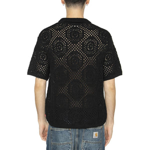 Sweater Camp Shirt Pointelle Crochet Jet - Camicia Maniche Corte Uomo Nera 0013G-0002 . LEVIS 