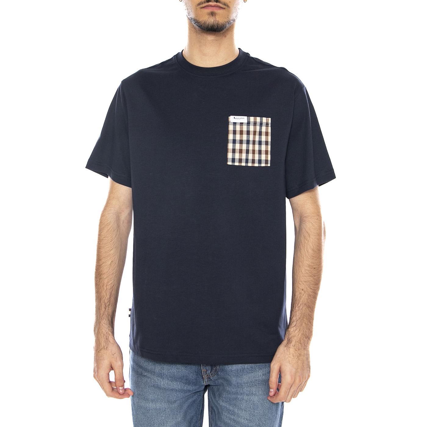 Iconic Pocket T-Shirt -- Maglietta Girocollo Uomo Navy AA_ICON_TS009_11 . AQUASCUTUM 