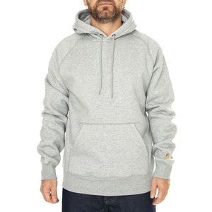 Hooded Chase Sweat Grey Heather / Gold - Felpa con Cappuccio Uomo Grigia I033661.00MXX . CARHARTT WIP 