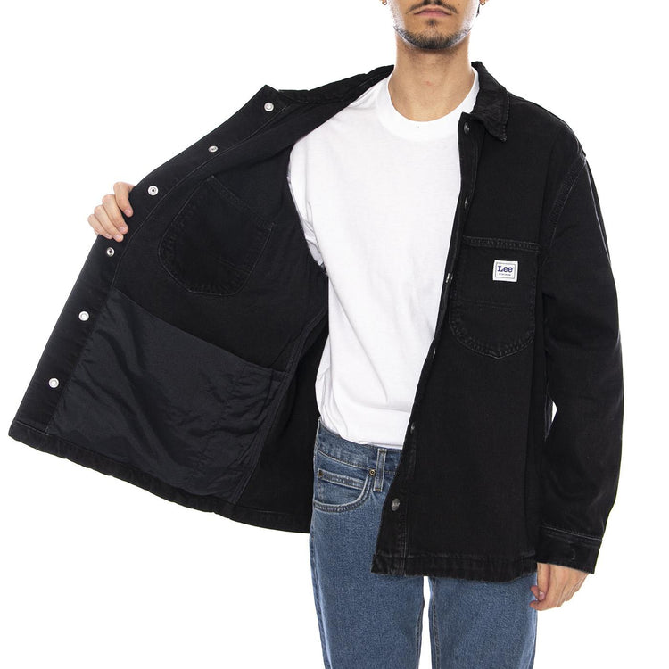 Relaxed Worwear Overshirt No Break Black - Giacca Sovracamicia Uomo Nera 112370473  LEE 