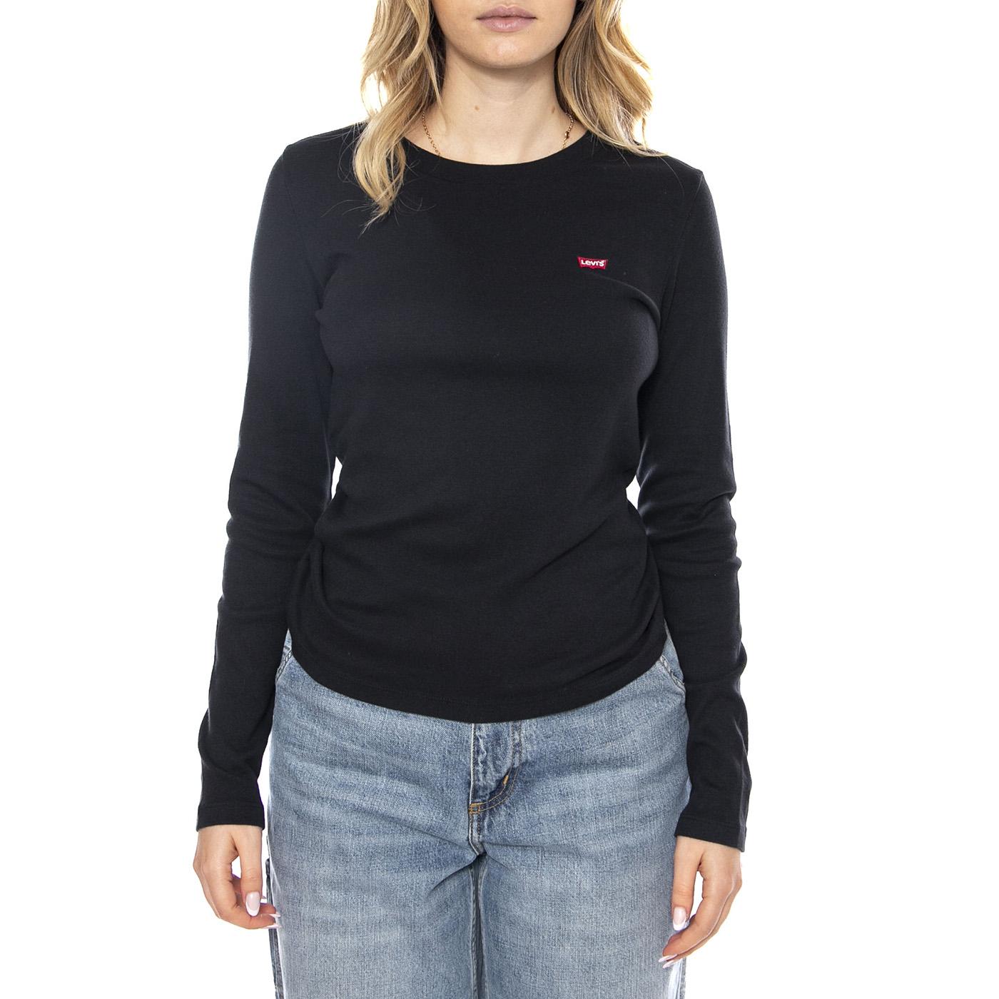 Essential HM LS Tee Anthracite Night Black -- Maglietta Girocollo Donna Nera 000KL-0001 . LEVIS 