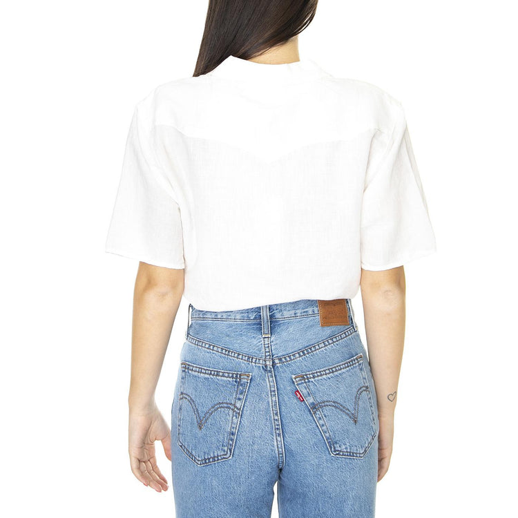 Tie Resort Shirt Worn White - Camicia Maniche Corte Donna Bianca W5Q4LOW0  WRANGLER 