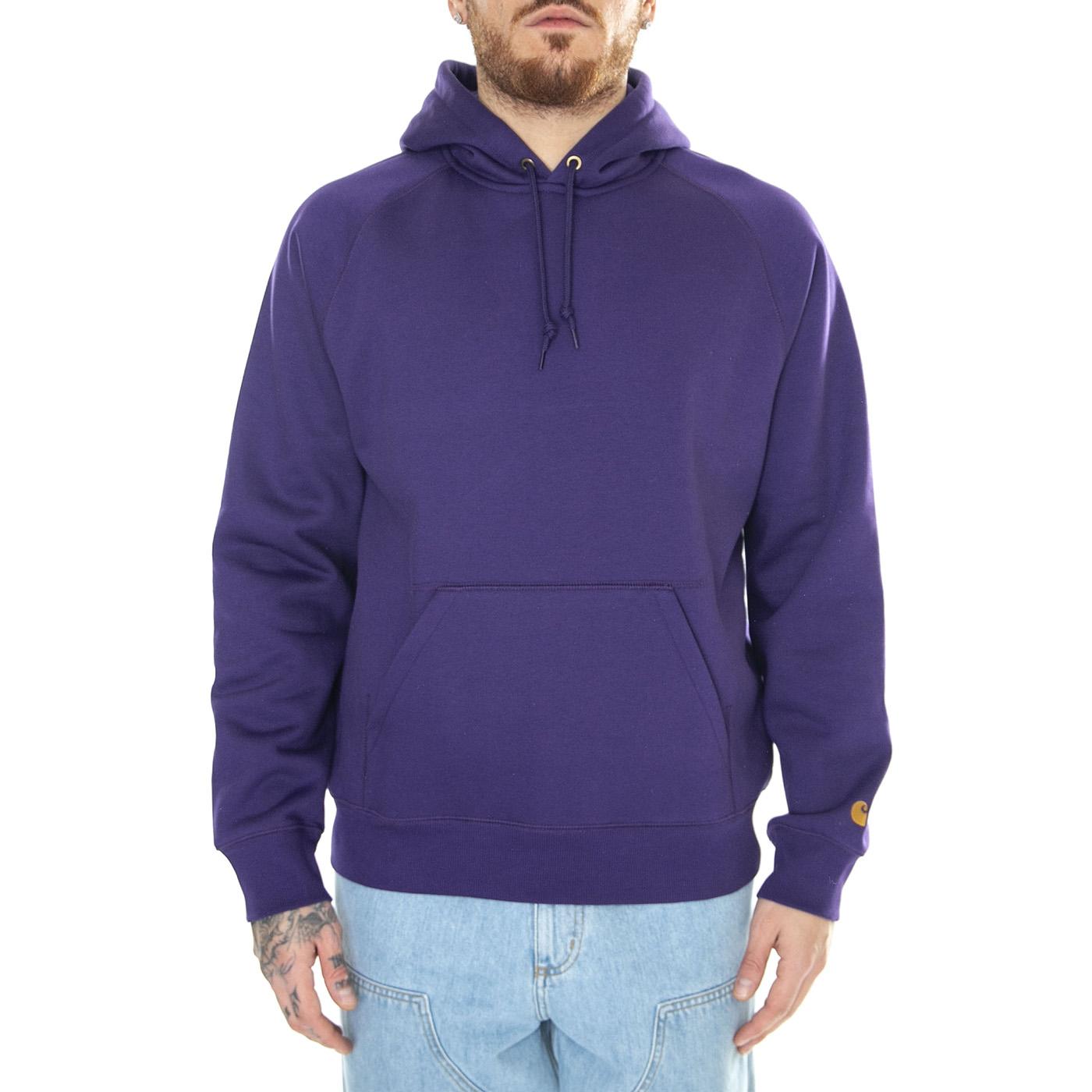 Hooded Chase Sweat Tyrian / Gold - Felpa con Cappuccio Uomo Viola I033661.1YVXX  CARHARTT WIP 