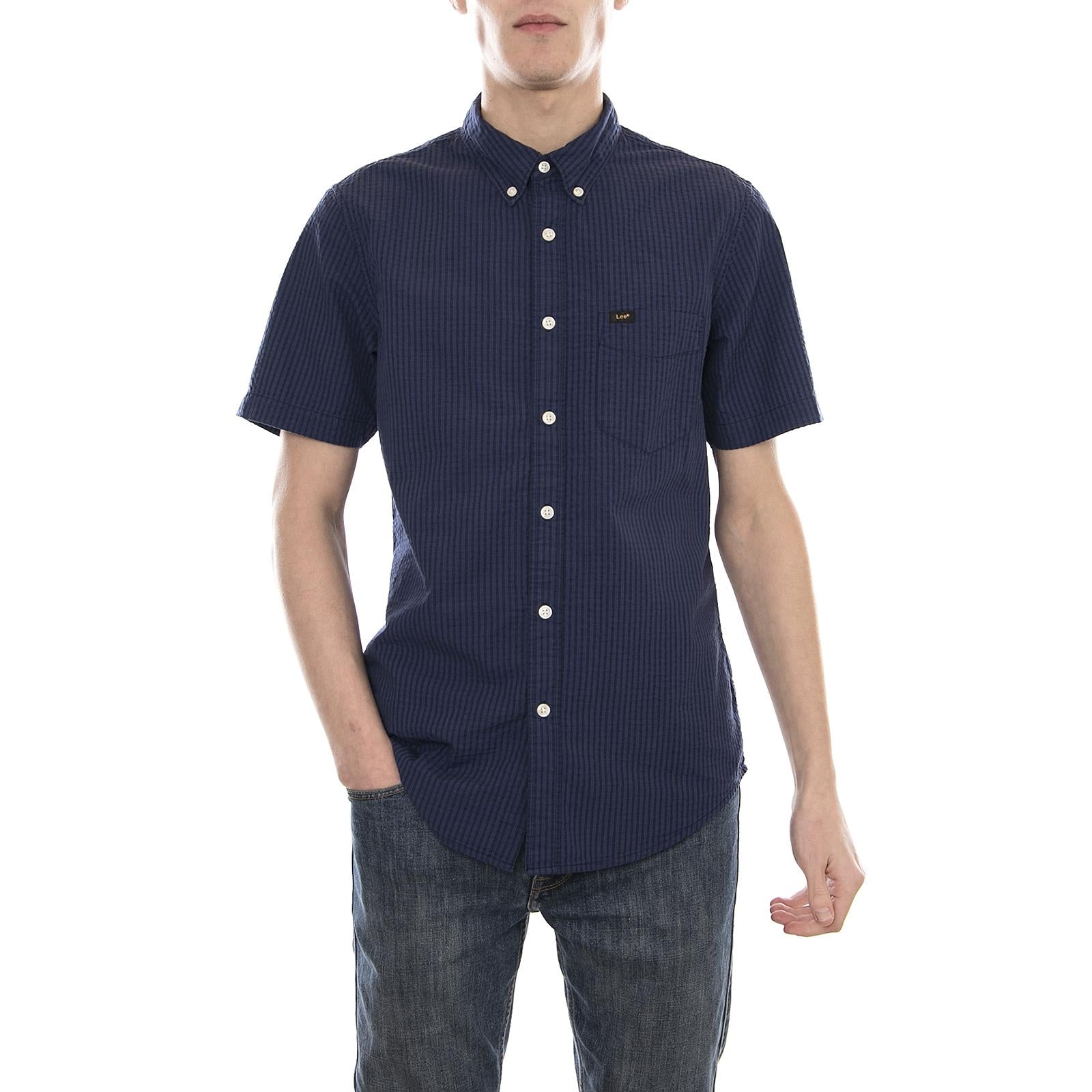 LEE BUTTON DOWN SS NAVY DROP L886GDEE  LEE 