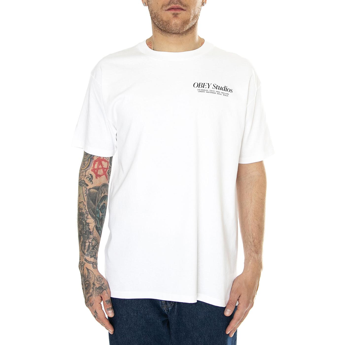 Obey Studios Classic Tee White - Maglietta Girocollo Uomo Bianca 165263772-WHT  OBEY 