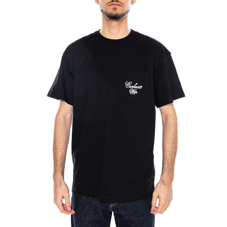S/S Longhand Pocket T-Shirt Black / White - Maglietta Girocollo Uomo Nera I036204 0D2XX CARHARTT WIP 